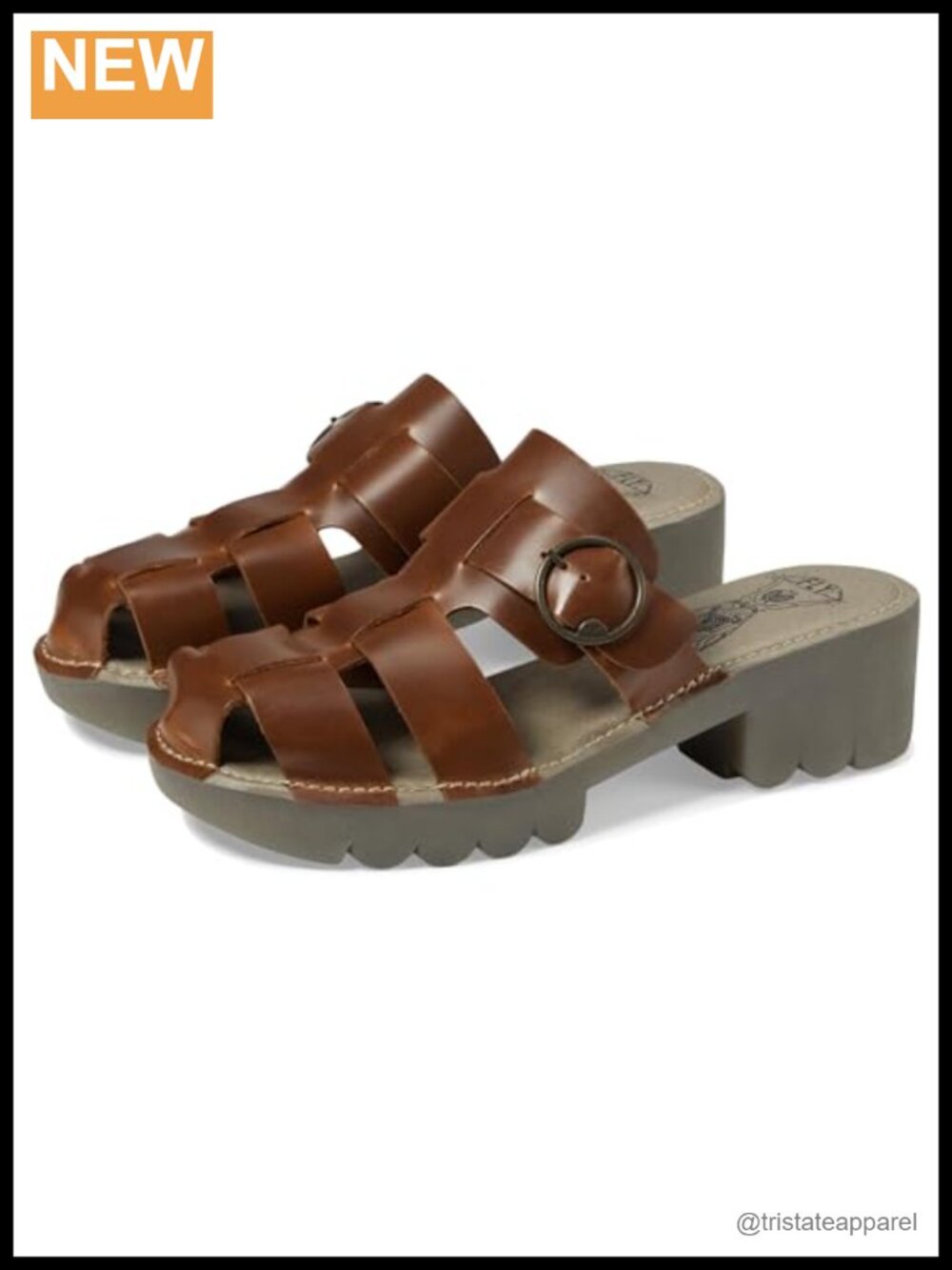 FLY LONDON Leather Wedge Heeled Sandal Open Toe Buckle